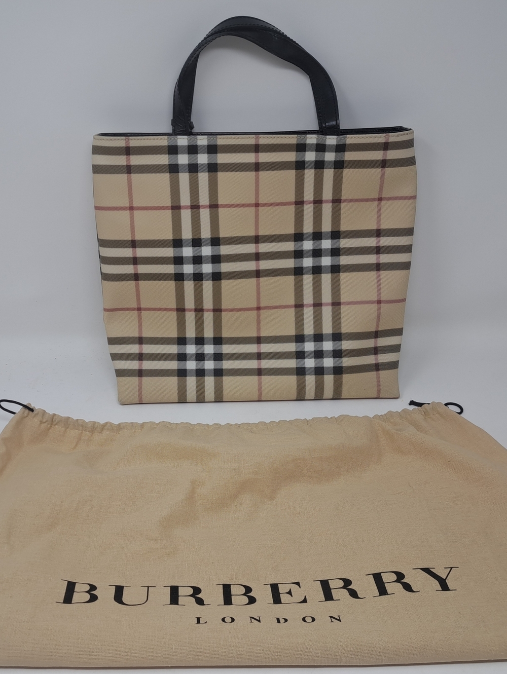 NEW Burberry London Tote Bag Nova Check Vintage Y2K Italy PVC Size Medium - Picture 3 of 16